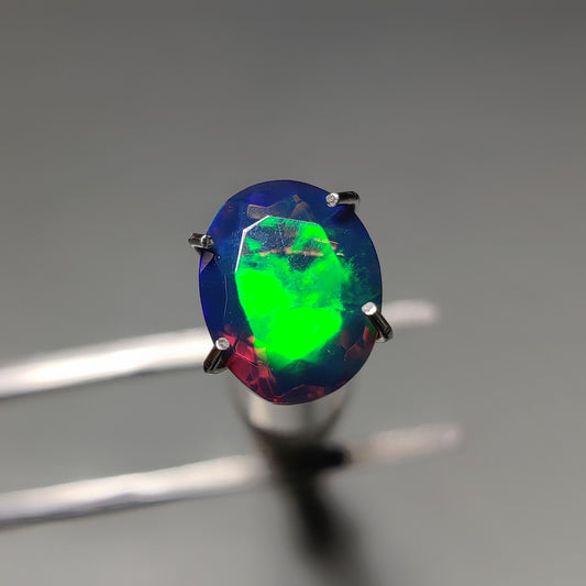 Faceted Ethiopian Black Opal gemstone cabochon - natural crystal healing stone for jewelry making by Gemivra