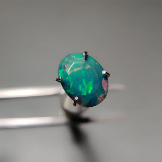 Faceted Ethiopian Black Opal gemstone cabochon - natural crystal healing stone for jewelry making by Gemivra