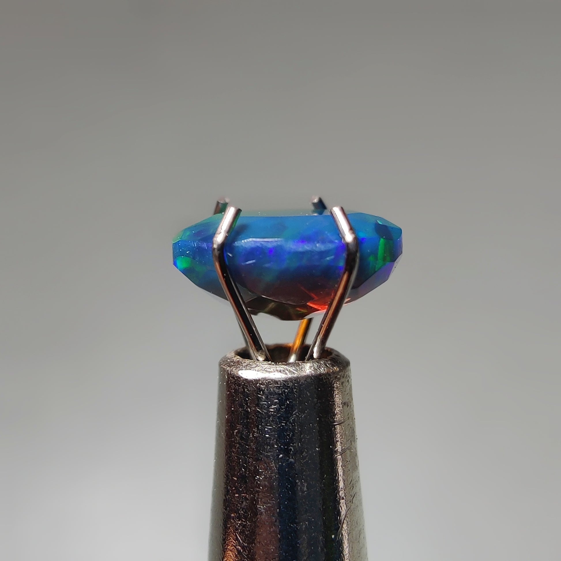 Faceted Ethiopian Black Opal gemstone cabochon - natural crystal healing stone for jewelry making by Gemivra