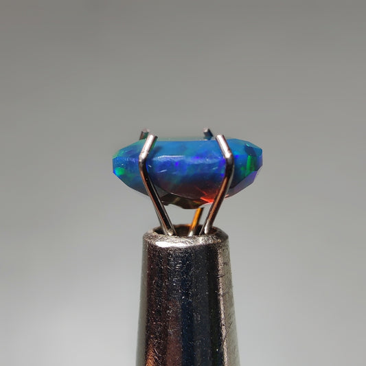Faceted Ethiopian Black Opal gemstone cabochon - natural crystal healing stone for jewelry making by Gemivra