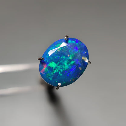Faceted Ethiopian Black Opal gemstone cabochon - natural crystal healing stone for jewelry making by Gemivra
