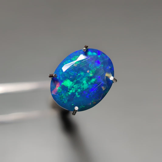 Faceted Ethiopian Black Opal gemstone cabochon - natural crystal healing stone for jewelry making by Gemivra