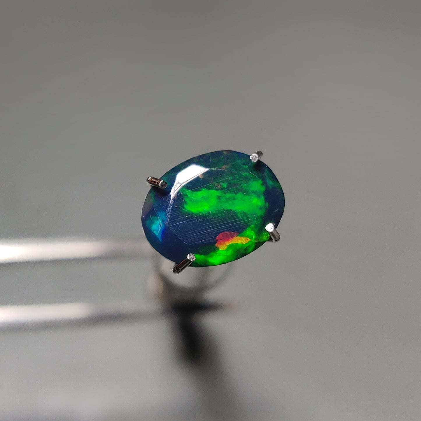 Faceted Ethiopian Black Opal gemstone cabochon - natural crystal healing stone for jewelry making by Gemivra