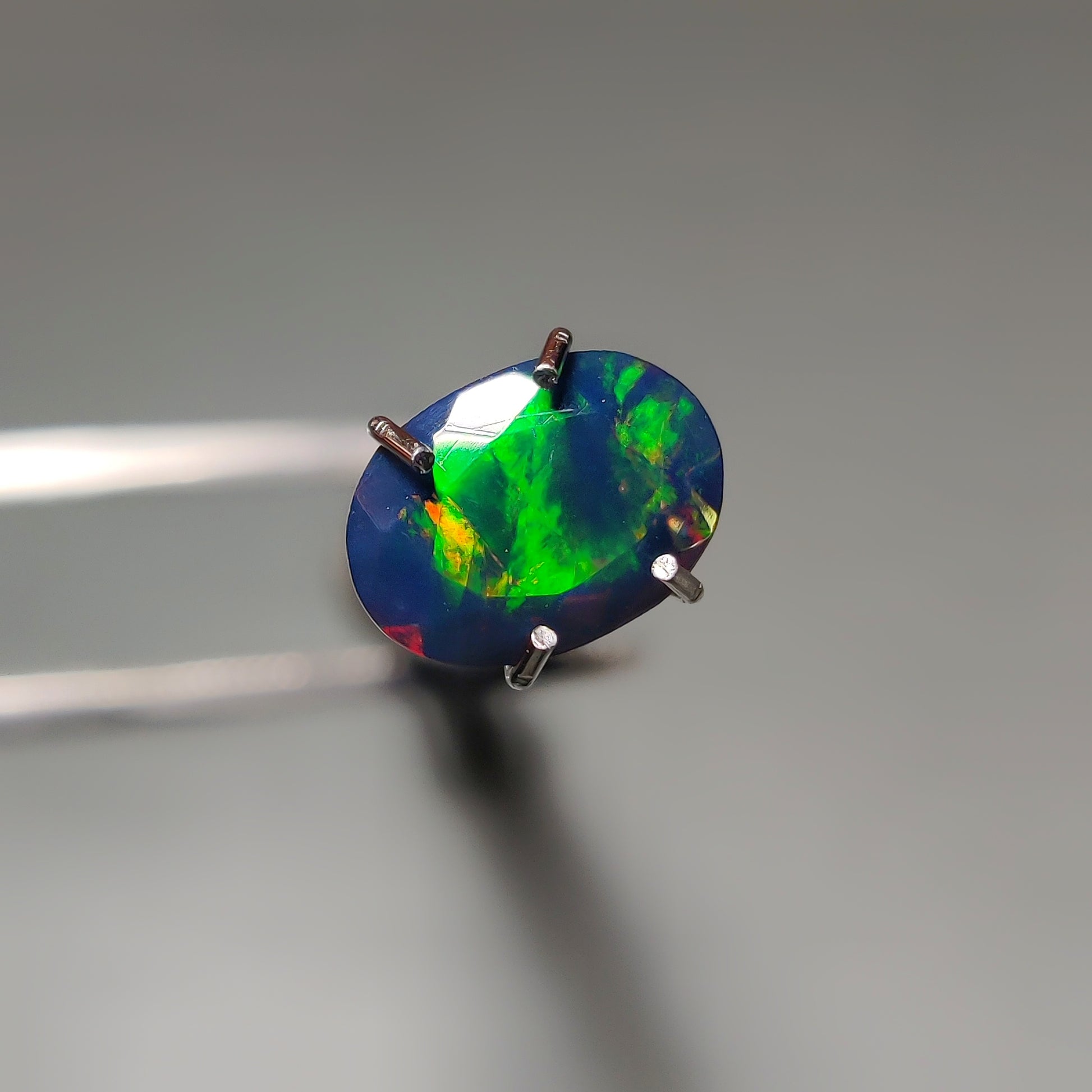 Faceted Ethiopian Black Opal gemstone cabochon - natural crystal healing stone for jewelry making by Gemivra