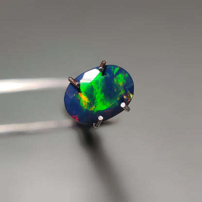 Faceted Ethiopian Black Opal gemstone cabochon - natural crystal healing stone for jewelry making by Gemivra