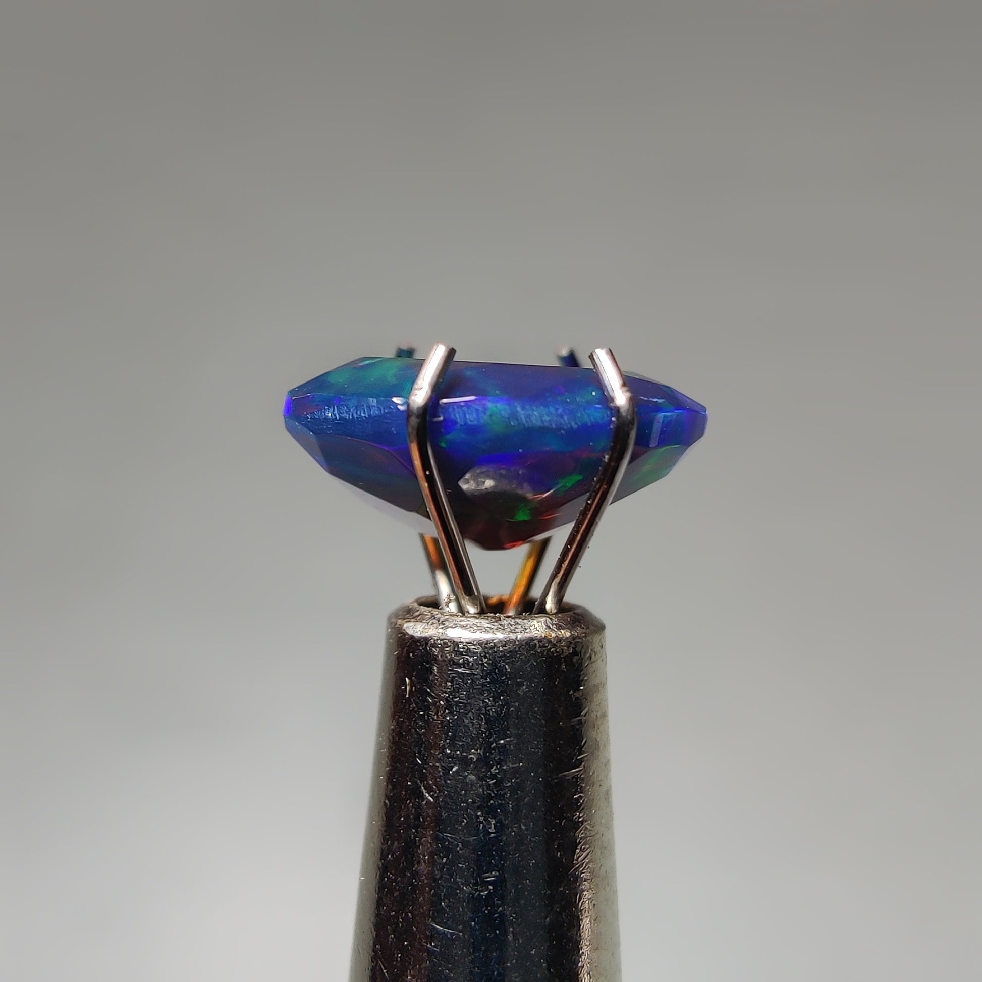 Faceted Ethiopian Black Opal gemstone cabochon - natural crystal healing stone for jewelry making by Gemivra