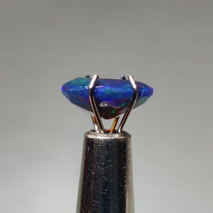 Faceted Ethiopian Black Opal gemstone cabochon - natural crystal healing stone for jewelry making by Gemivra