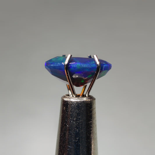 Faceted Ethiopian Black Opal gemstone cabochon - natural crystal healing stone for jewelry making by Gemivra
