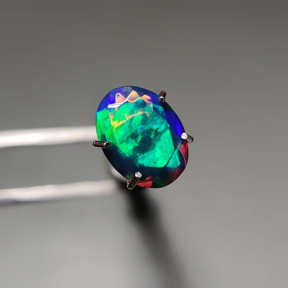 Faceted Ethiopian Black Opal gemstone cabochon - natural crystal healing stone for jewelry making by Gemivra