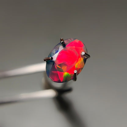 Faceted Ethiopian Black Opal gemstone cabochon - natural crystal healing stone for jewelry making by Gemivra