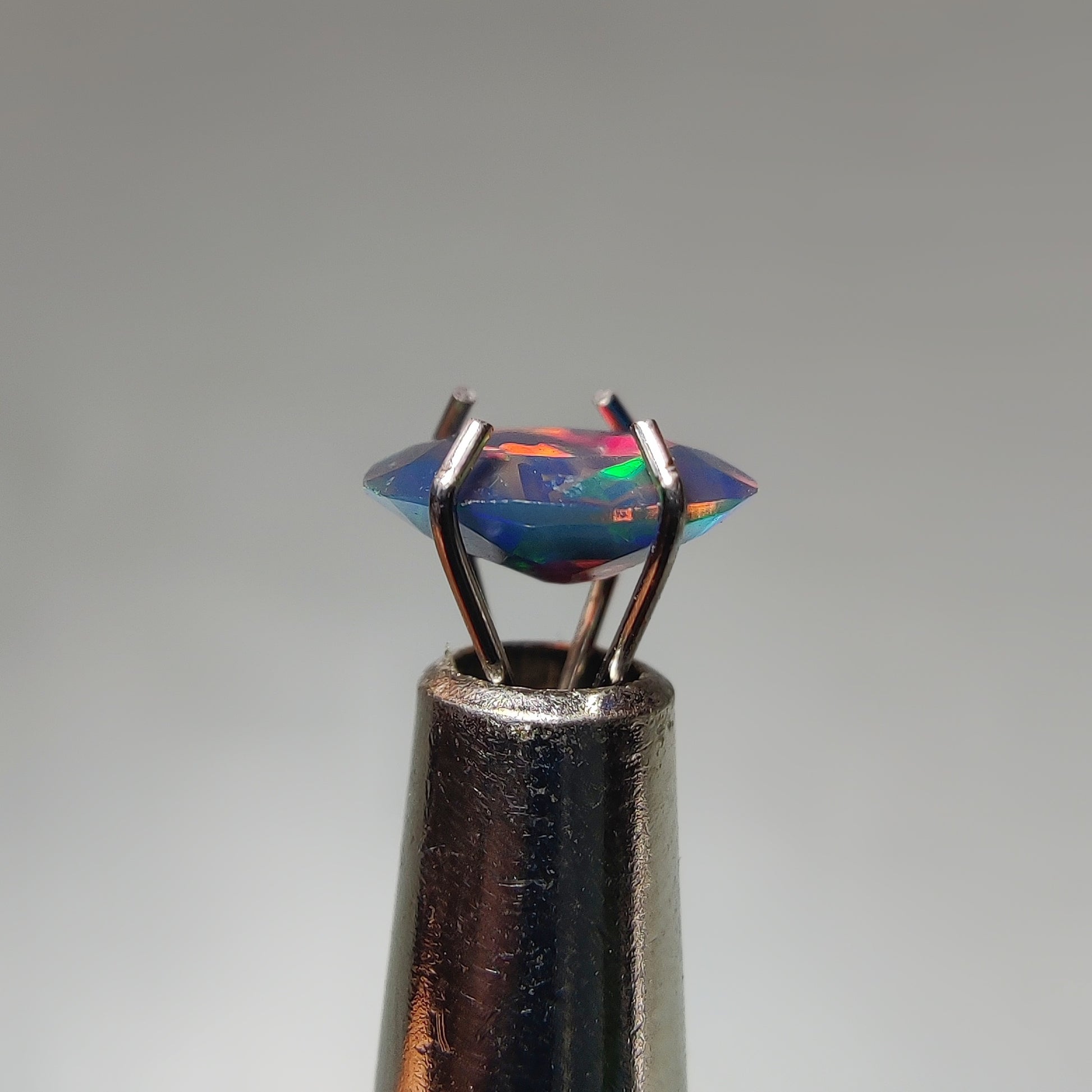 Faceted Ethiopian Black Opal gemstone cabochon - natural crystal healing stone for jewelry making by Gemivra