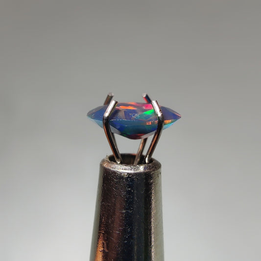 Faceted Ethiopian Black Opal gemstone cabochon - natural crystal healing stone for jewelry making by Gemivra