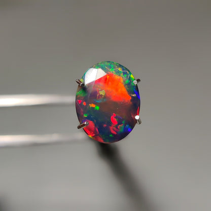 Faceted Ethiopian Black Opal gemstone cabochon - natural crystal healing stone for jewelry making by Gemivra