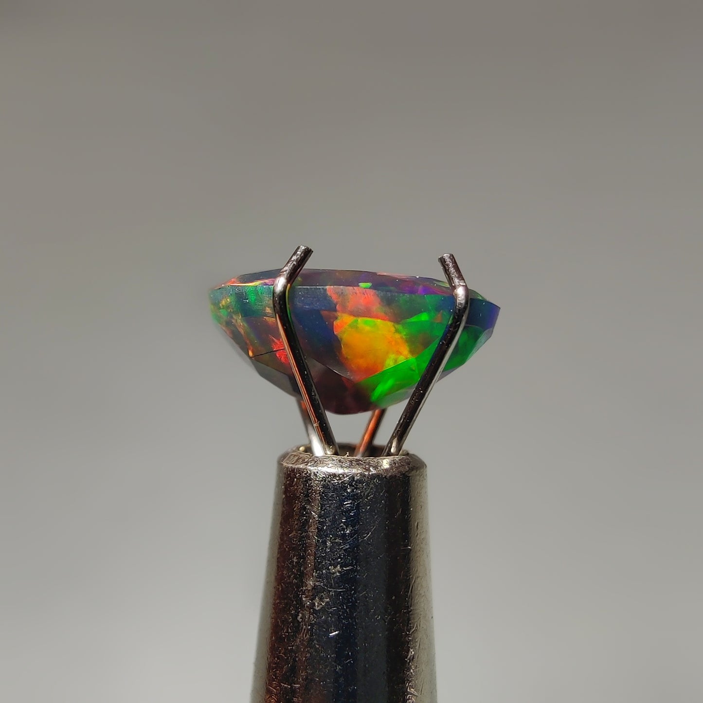 Faceted Ethiopian Black Opal gemstone cabochon - natural crystal healing stone for jewelry making by Gemivra