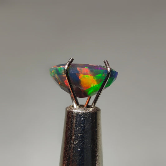 Faceted Ethiopian Black Opal gemstone cabochon - natural crystal healing stone for jewelry making by Gemivra