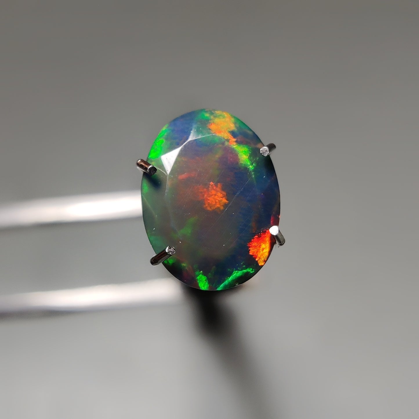 Faceted Ethiopian Black Opal gemstone cabochon - natural crystal healing stone for jewelry making by Gemivra