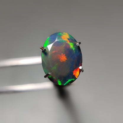 Faceted Ethiopian Black Opal gemstone cabochon - natural crystal healing stone for jewelry making by Gemivra