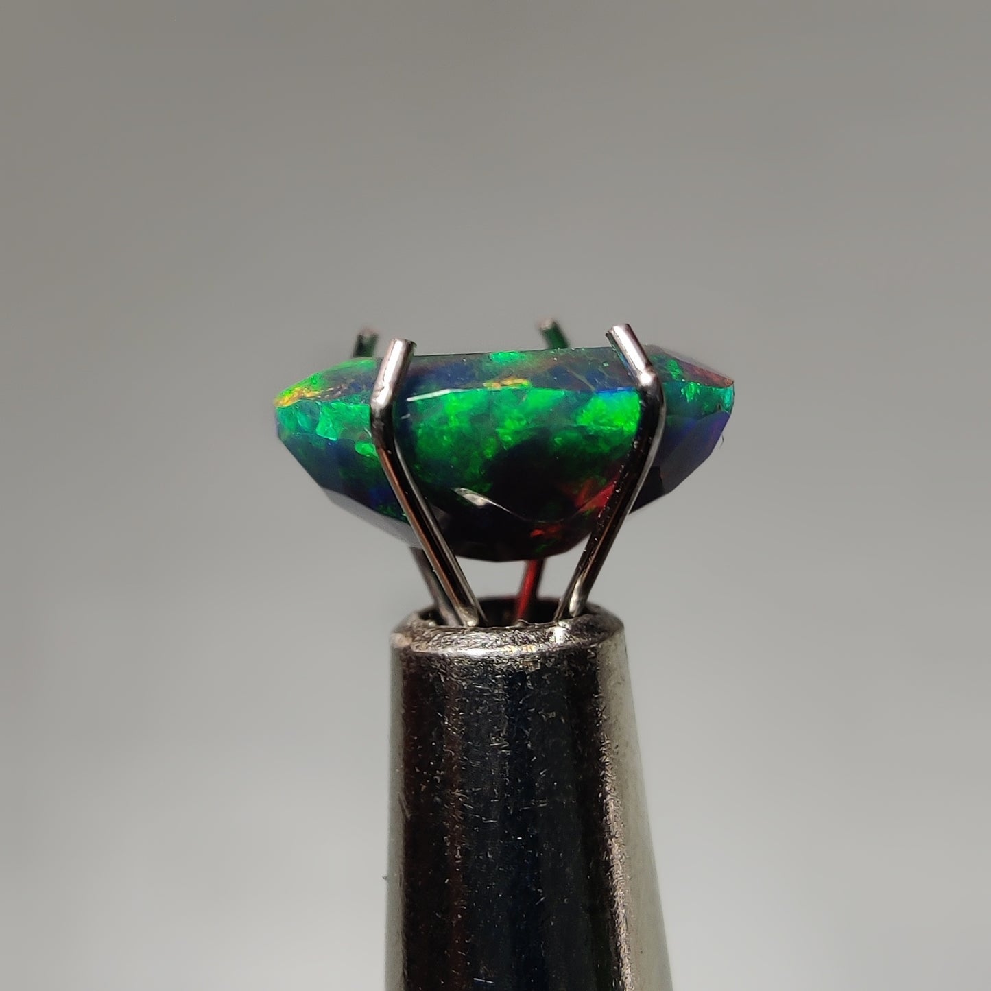 Faceted Ethiopian Black Opal gemstone cabochon - natural crystal healing stone for jewelry making by Gemivra