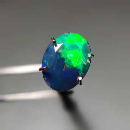 Faceted Ethiopian Black Opal gemstone cabochon - natural crystal healing stone for jewelry making by Gemivra