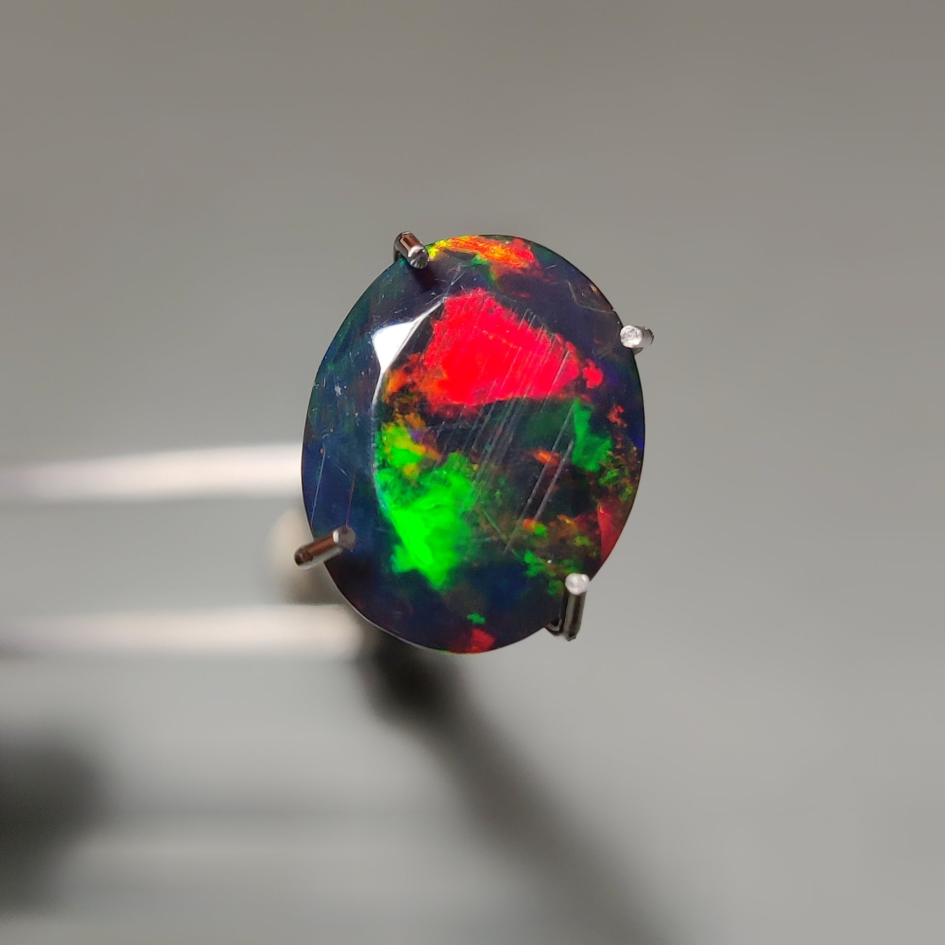 Faceted Ethiopian Black Opal gemstone cabochon - natural crystal healing stone for jewelry making by Gemivra