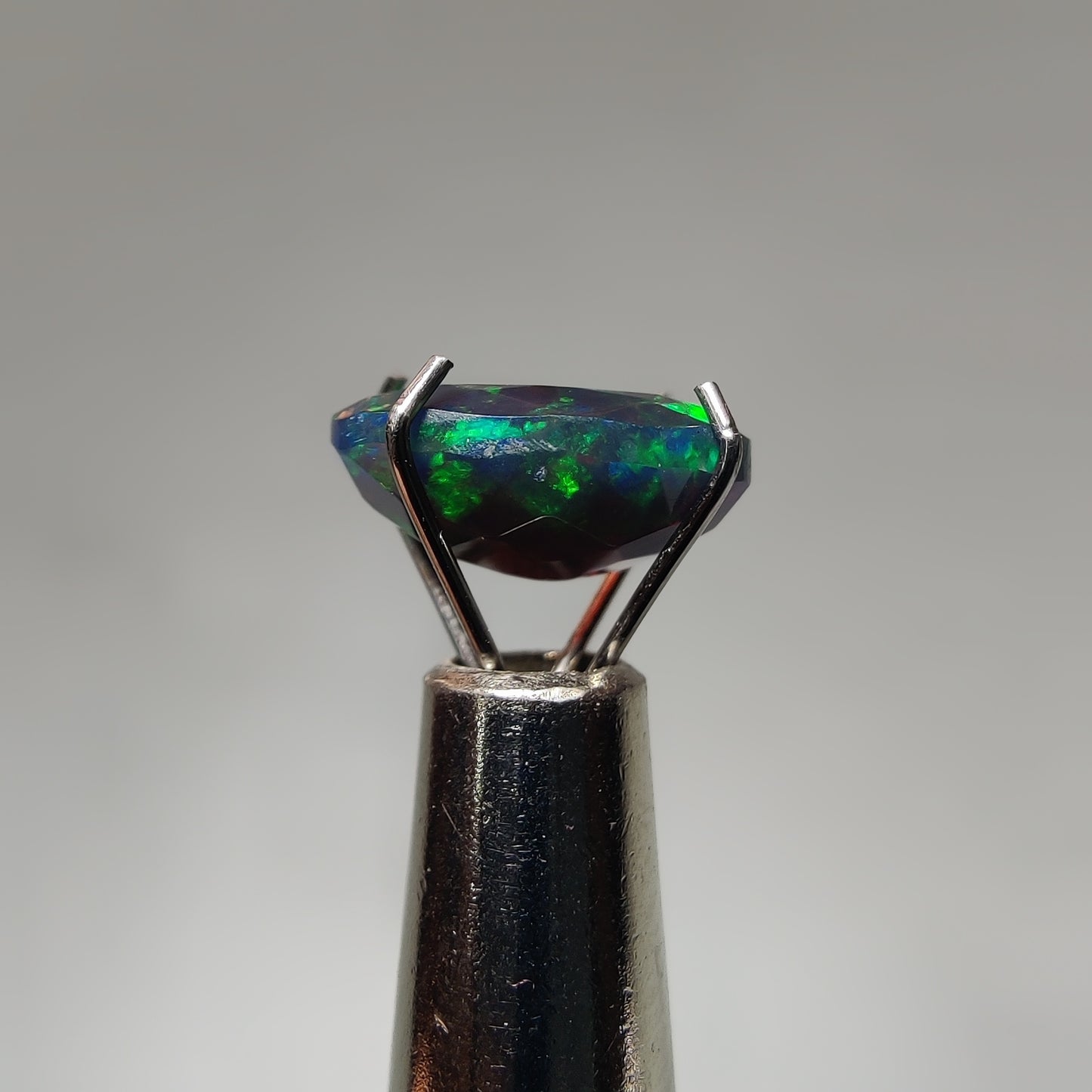 Faceted Ethiopian Black Opal gemstone cabochon - natural crystal healing stone for jewelry making by Gemivra
