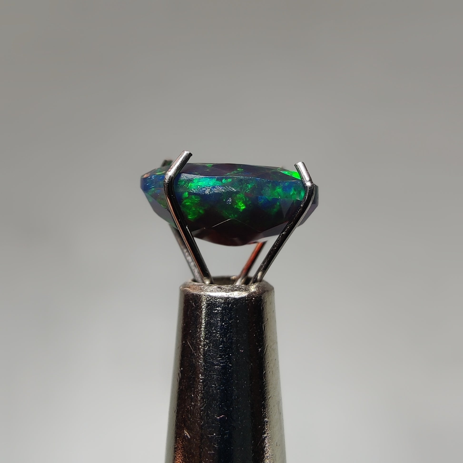 Faceted Ethiopian Black Opal gemstone cabochon - natural crystal healing stone for jewelry making by Gemivra