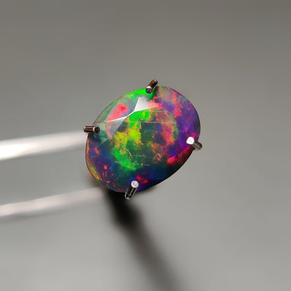 Faceted Ethiopian Black Opal gemstone cabochon - natural crystal healing stone for jewelry making by Gemivra