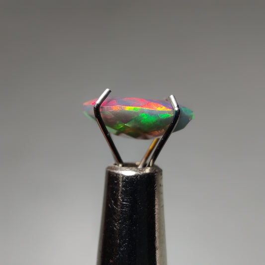 Faceted Ethiopian Black Opal gemstone cabochon - natural crystal healing stone for jewelry making by Gemivra