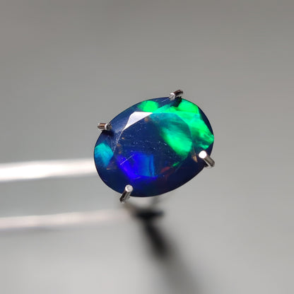 Faceted Ethiopian Black Opal gemstone cabochon - natural crystal healing stone for jewelry making by Gemivra