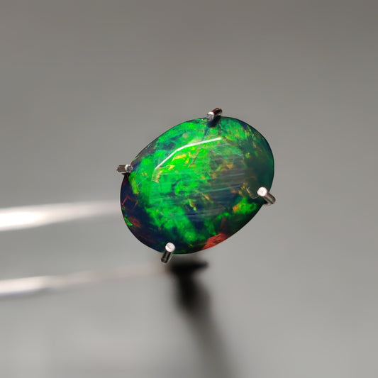 Faceted Ethiopian Black Opal gemstone cabochon - natural crystal healing stone for jewelry making by Gemivra