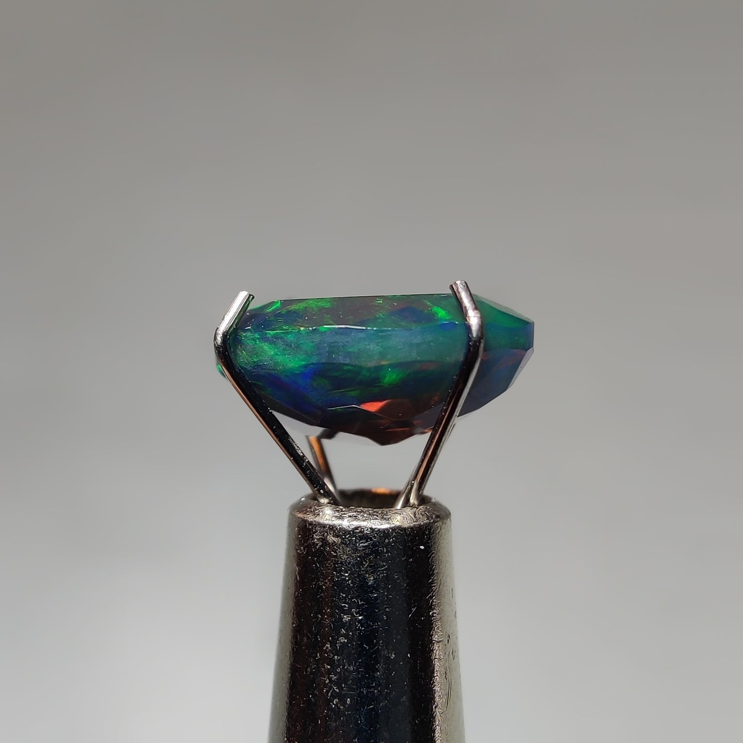 Faceted Ethiopian Black Opal gemstone cabochon - natural crystal healing stone for jewelry making by Gemivra