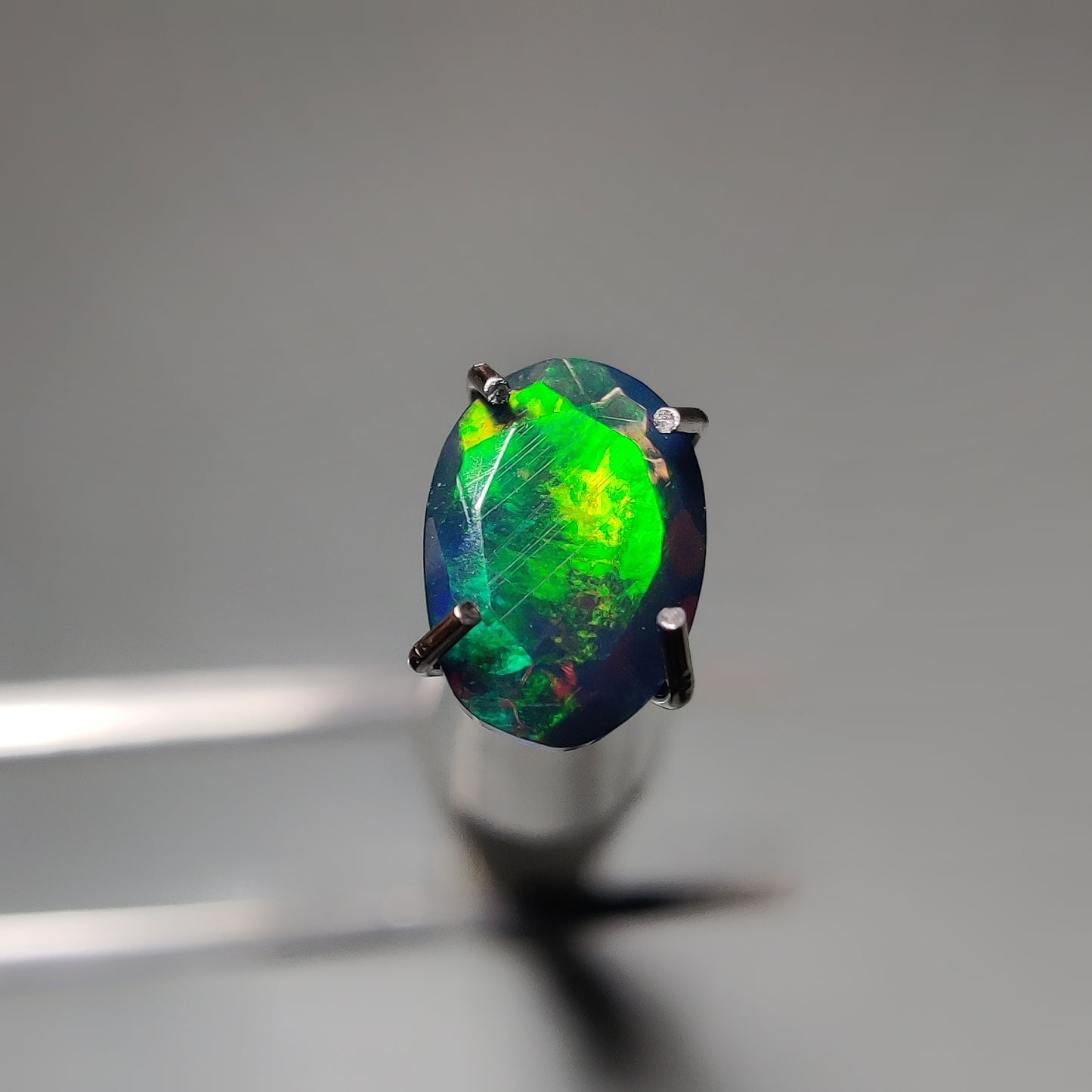 Faceted Ethiopian Black Opal gemstone cabochon - natural crystal healing stone for jewelry making by Gemivra