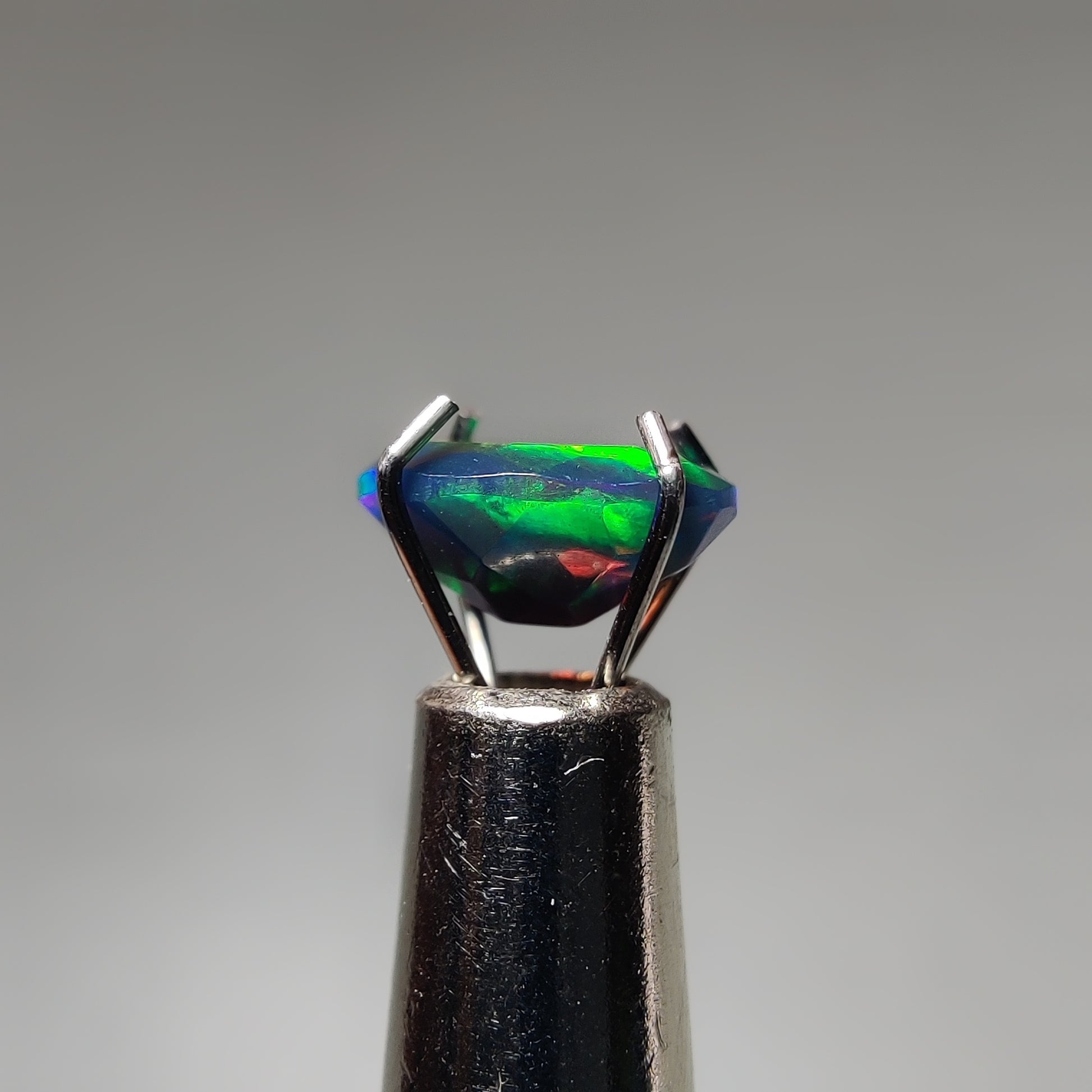 Faceted Ethiopian Black Opal gemstone cabochon - natural crystal healing stone for jewelry making by Gemivra