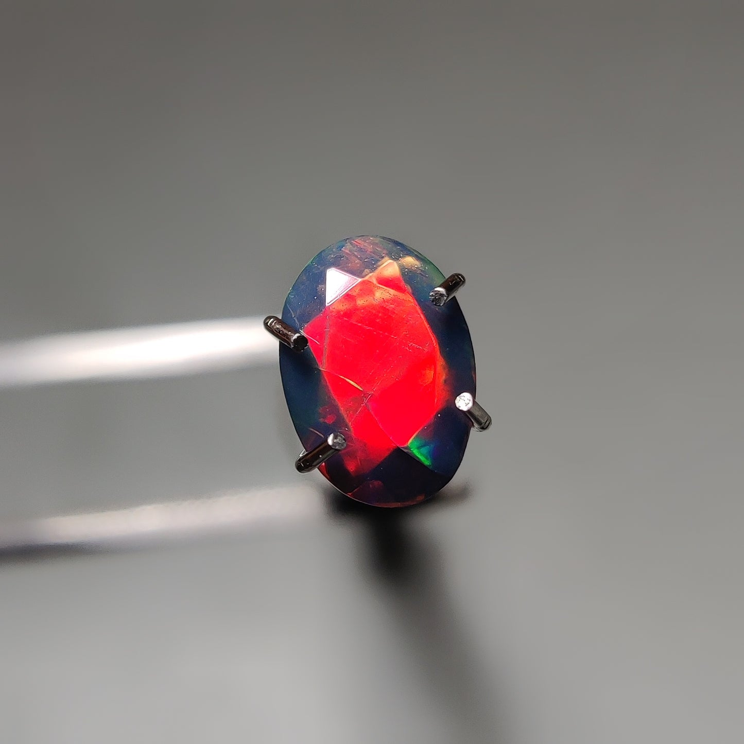Faceted Ethiopian Black Opal gemstone cabochon - natural crystal healing stone for jewelry making by Gemivra