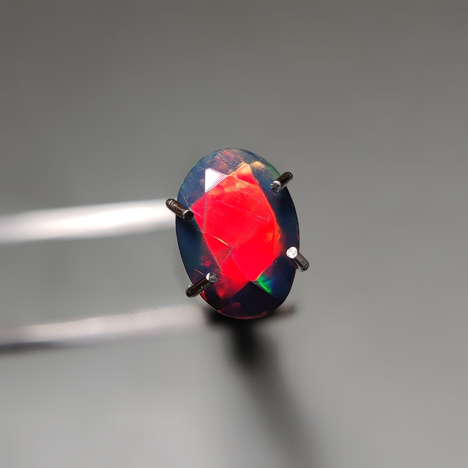 Faceted Ethiopian Black Opal gemstone cabochon - natural crystal healing stone for jewelry making by Gemivra