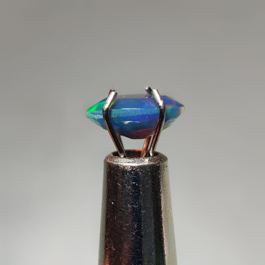 Faceted Ethiopian Black Opal gemstone cabochon - natural crystal healing stone for jewelry making by Gemivra