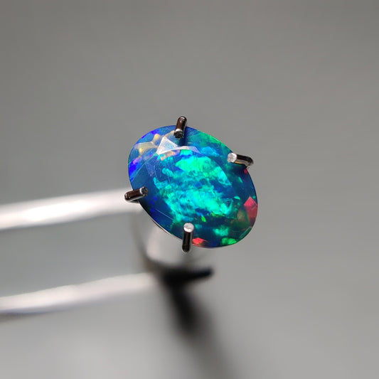 Faceted Ethiopian Black Opal gemstone cabochon - natural crystal healing stone for jewelry making by Gemivra