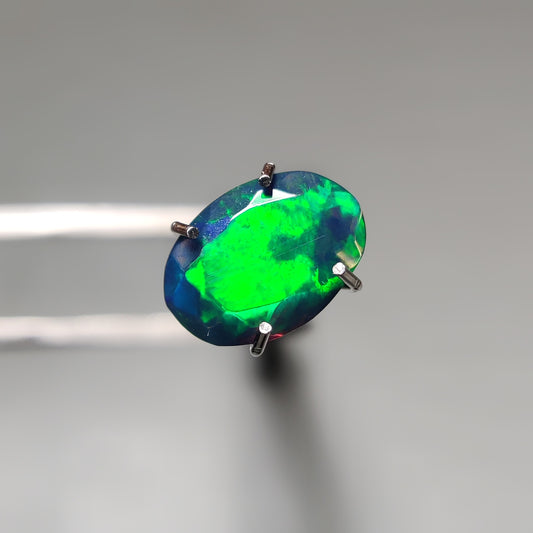 Faceted Ethiopian Black Opal gemstone cabochon - natural crystal healing stone for jewelry making by Gemivra
