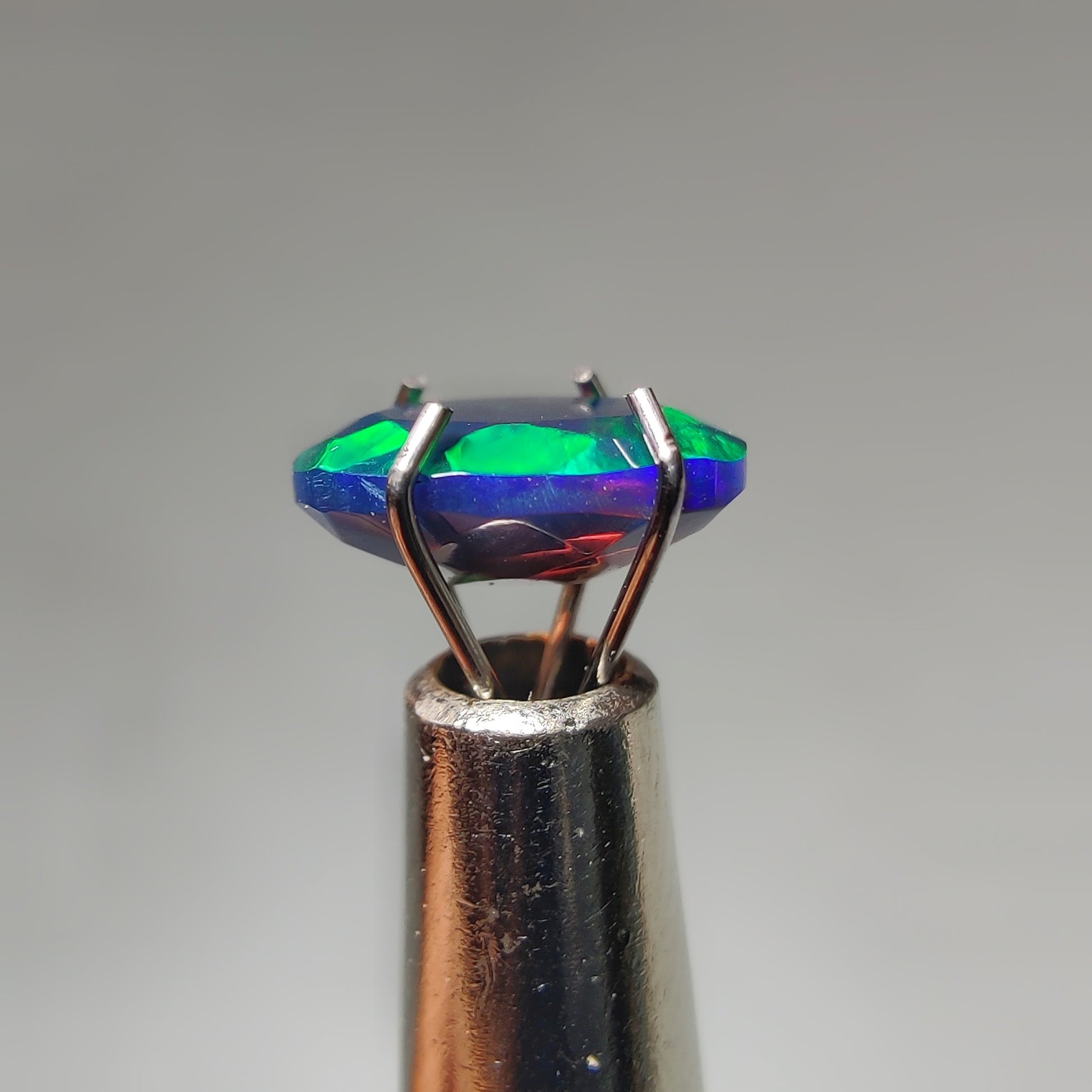 Faceted Ethiopian Black Opal gemstone cabochon - natural crystal healing stone for jewelry making by Gemivra