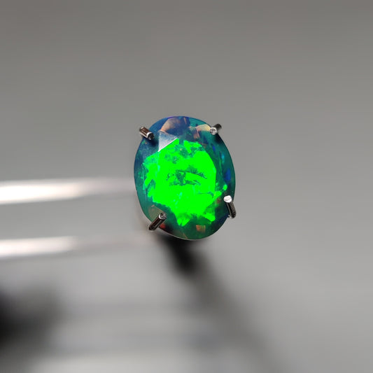 Faceted Ethiopian Black Opal gemstone cabochon - natural crystal healing stone for jewelry making by Gemivra