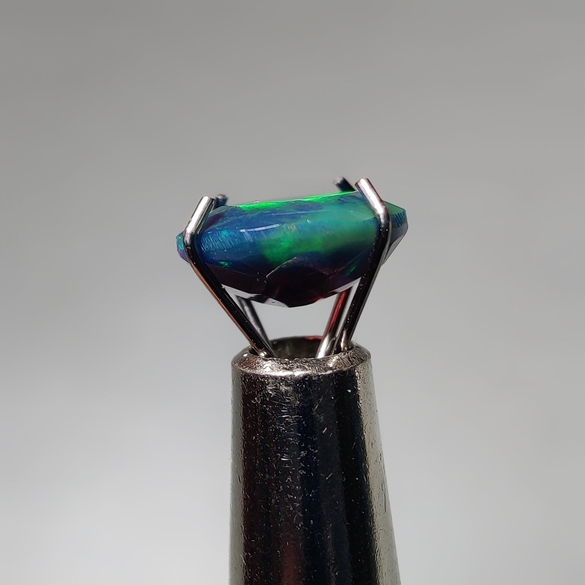 Faceted Ethiopian Black Opal gemstone cabochon - natural crystal healing stone for jewelry making by Gemivra