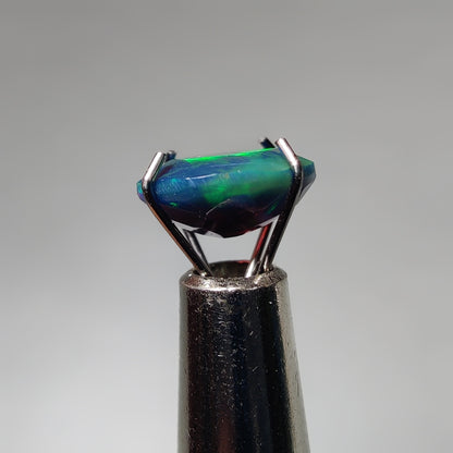 Faceted Ethiopian Black Opal gemstone cabochon - natural crystal healing stone for jewelry making by Gemivra