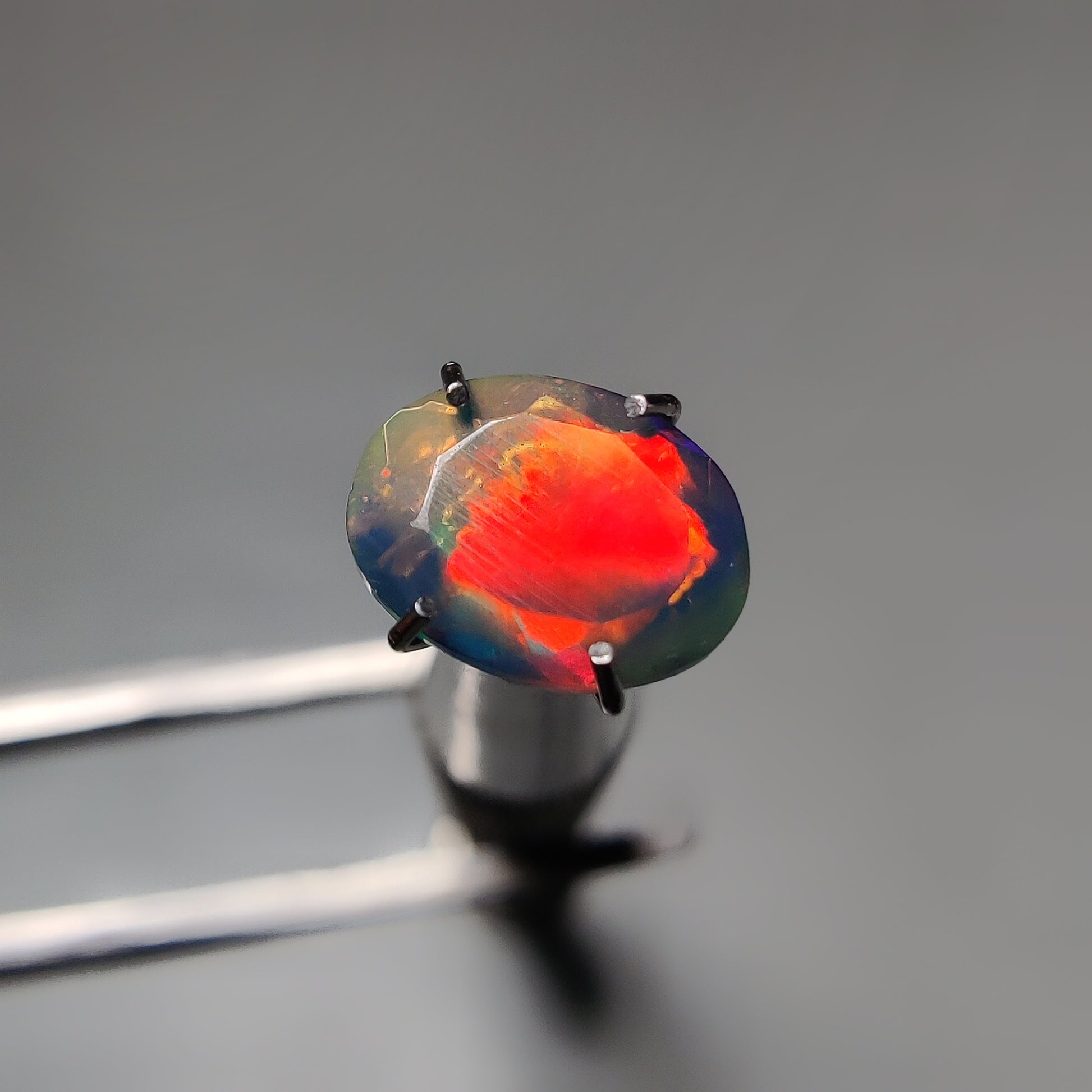 Faceted Ethiopian Black Opal gemstone cabochon - natural crystal healing stone for jewelry making by Gemivra
