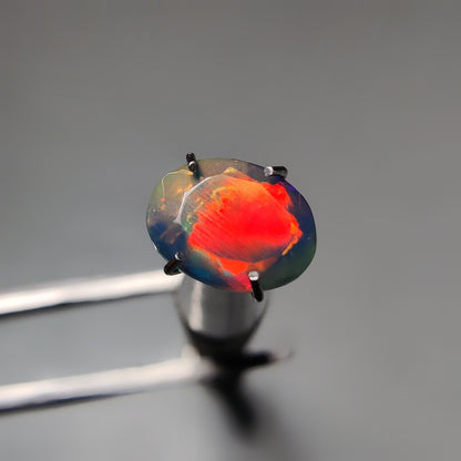Faceted Ethiopian Black Opal gemstone cabochon - natural crystal healing stone for jewelry making by Gemivra