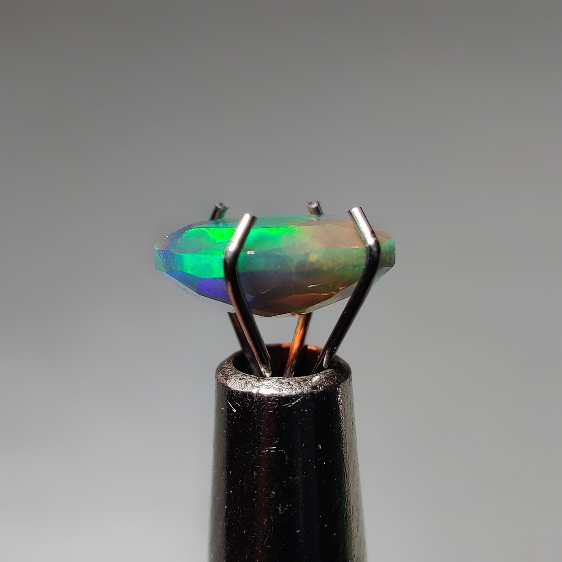 Faceted Ethiopian Black Opal gemstone cabochon - natural crystal healing stone for jewelry making by Gemivra