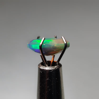 Faceted Ethiopian Black Opal gemstone cabochon - natural crystal healing stone for jewelry making by Gemivra