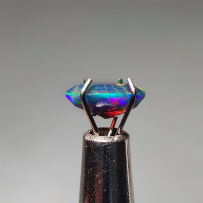 Faceted Ethiopian Black Opal gemstone cabochon - natural crystal healing stone for jewelry making by Gemivra
