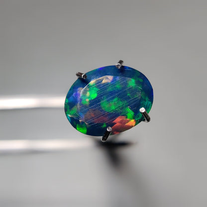 Faceted Ethiopian Black Opal gemstone cabochon - natural crystal healing stone for jewelry making by Gemivra