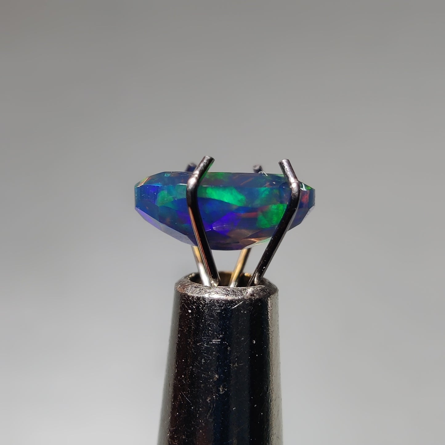 Faceted Ethiopian Black Opal gemstone cabochon - natural crystal healing stone for jewelry making by Gemivra
