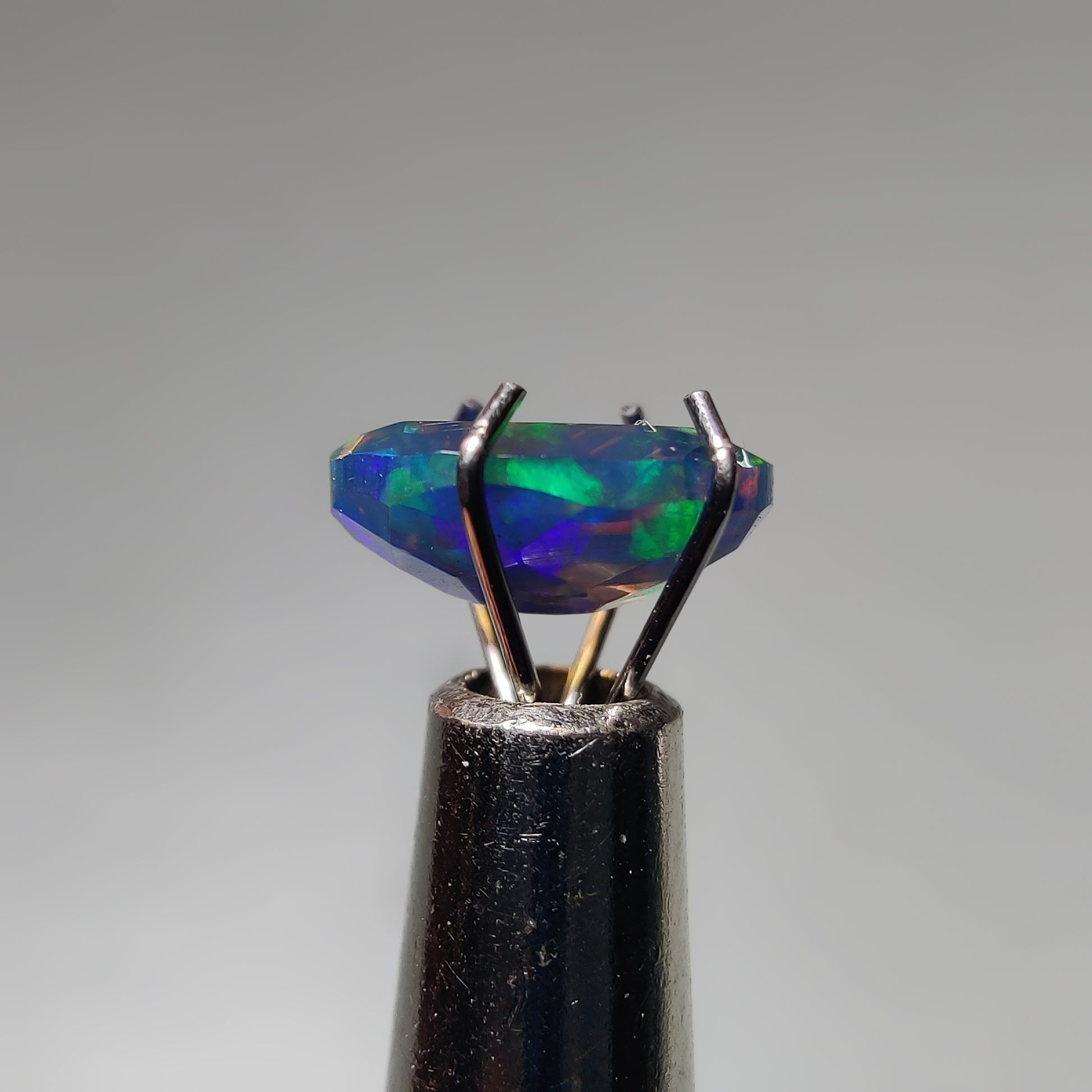 Faceted Ethiopian Black Opal gemstone cabochon - natural crystal healing stone for jewelry making by Gemivra